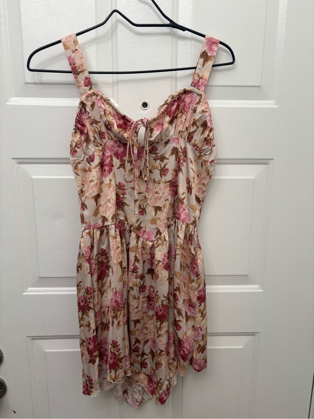 Cider Floral Mini Dress in Pink and Cream